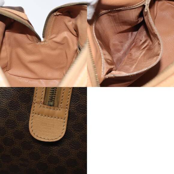 CELINE Macadam Canvas Hand Bag Pvc Leather Brown Gold - Picture 12 of 12